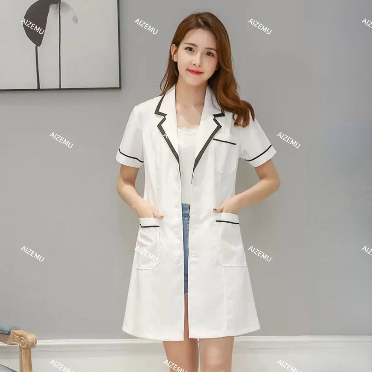 Medical Lab Management - Frauen Spa Kleid Kurzarm Schönheit Uniform