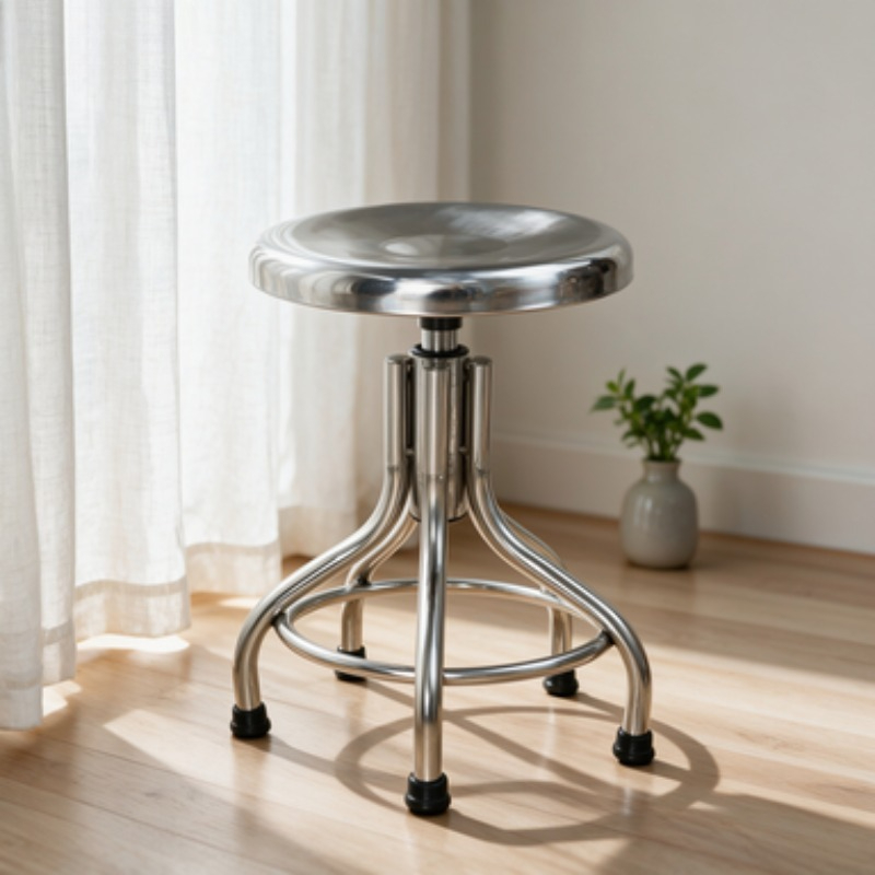 Medical Lab Furniture - 304 Edelstahl Drehbarer Runder Hocker Spiralförmig
