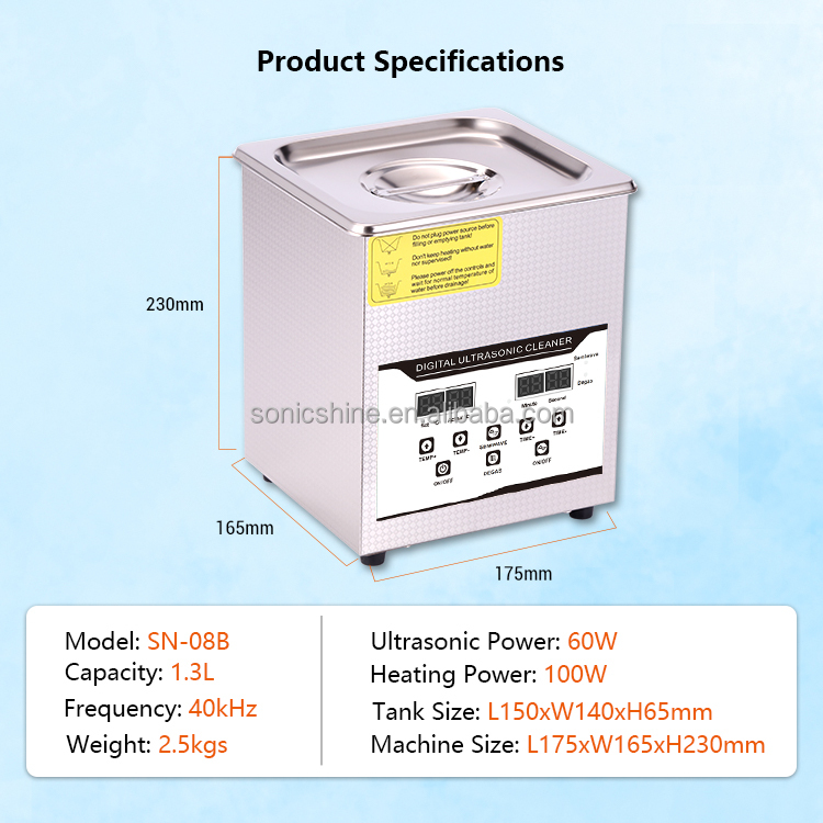 SN-08B 1,3L Elektrischer Ultra – Ultrasonic Cleaner Lab Bewertung und Preis